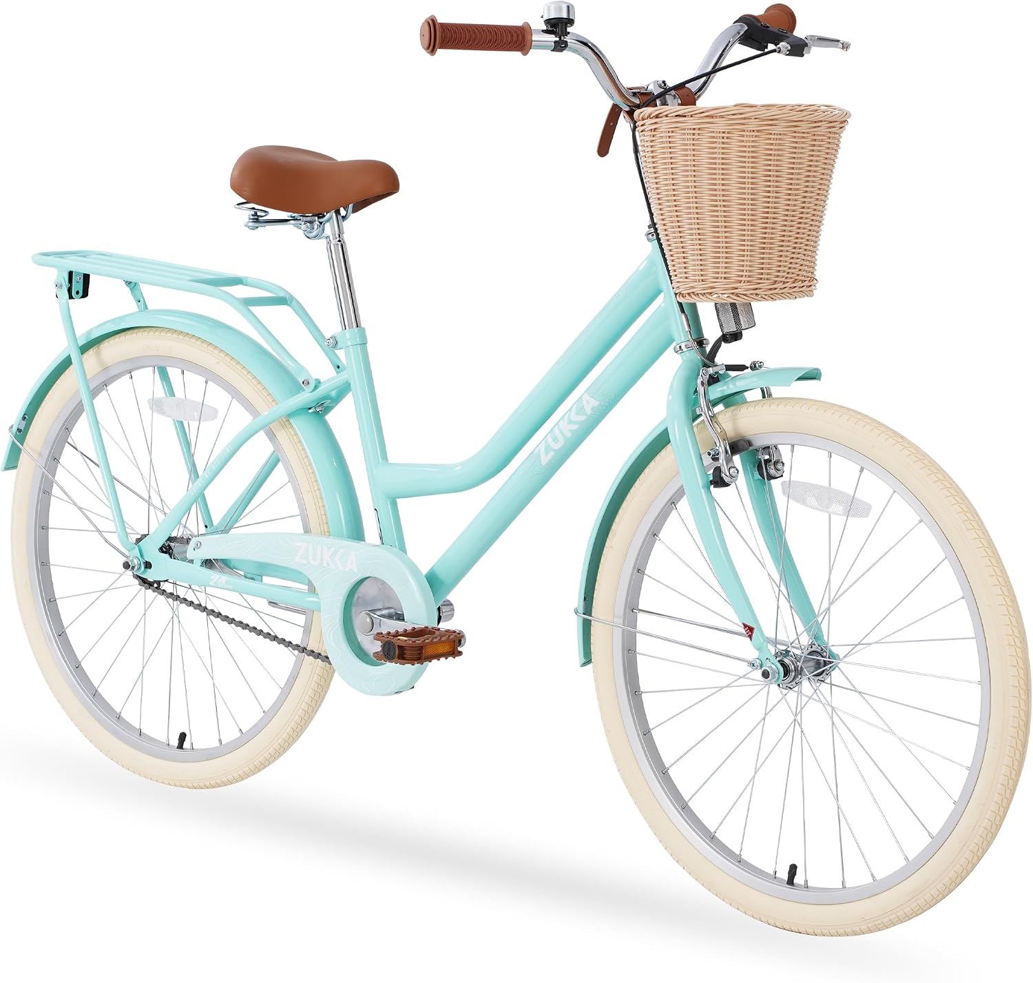 MEGHNA Cruiser Bike 24inch Wheels Girls Women Bike Single Speed Commuter Bike V-Brake and Coast Brake Women Ladys Bicycle, Multicolors