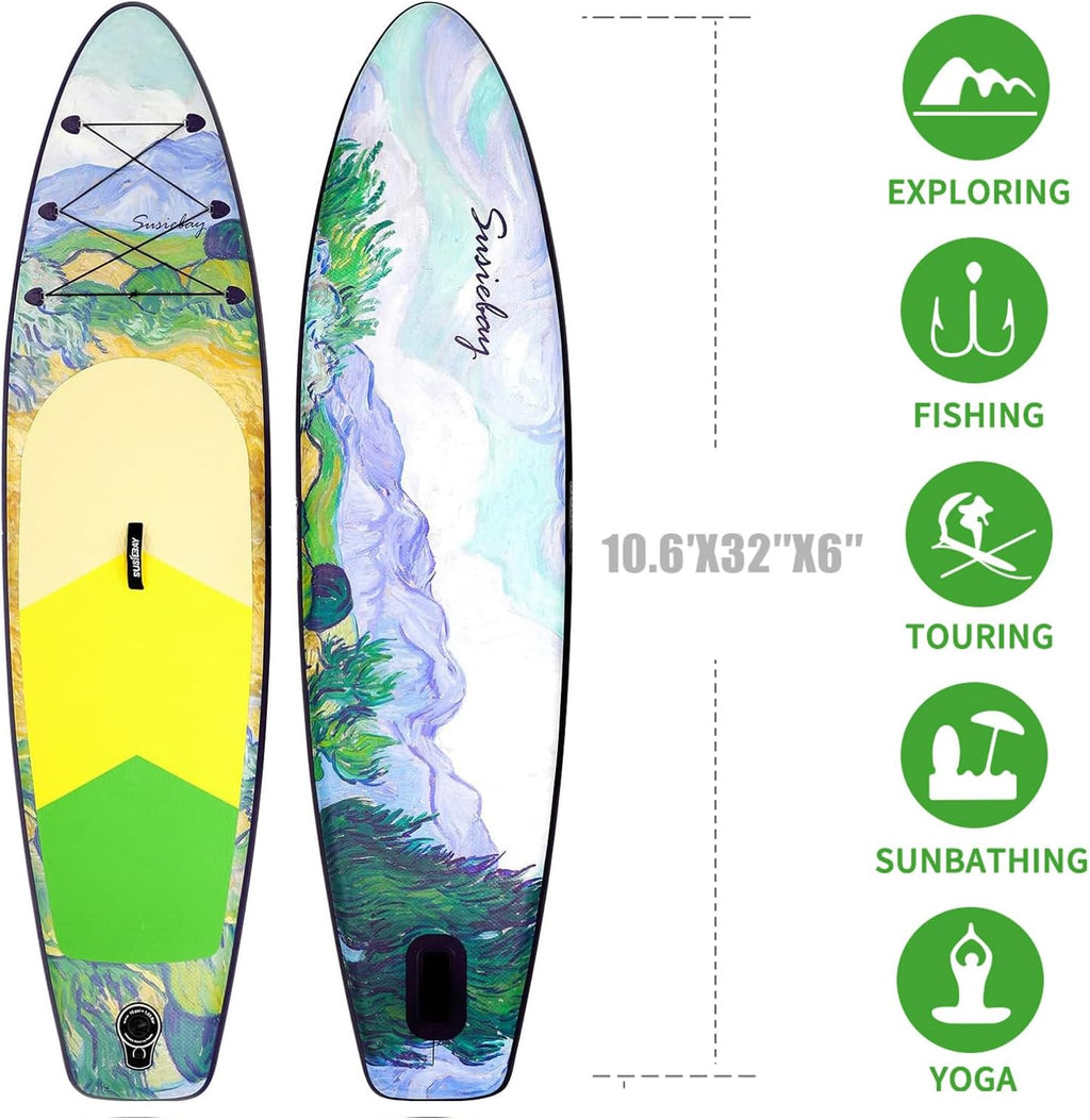 Inflatable Stand Up Paddle Board, 11ft 10'6' Paddle Board for Adults & Youth, Durable SUP Accessories with Non-Slip Deck, Dual Hand Pump,10L Dry Bag,108L Backpack