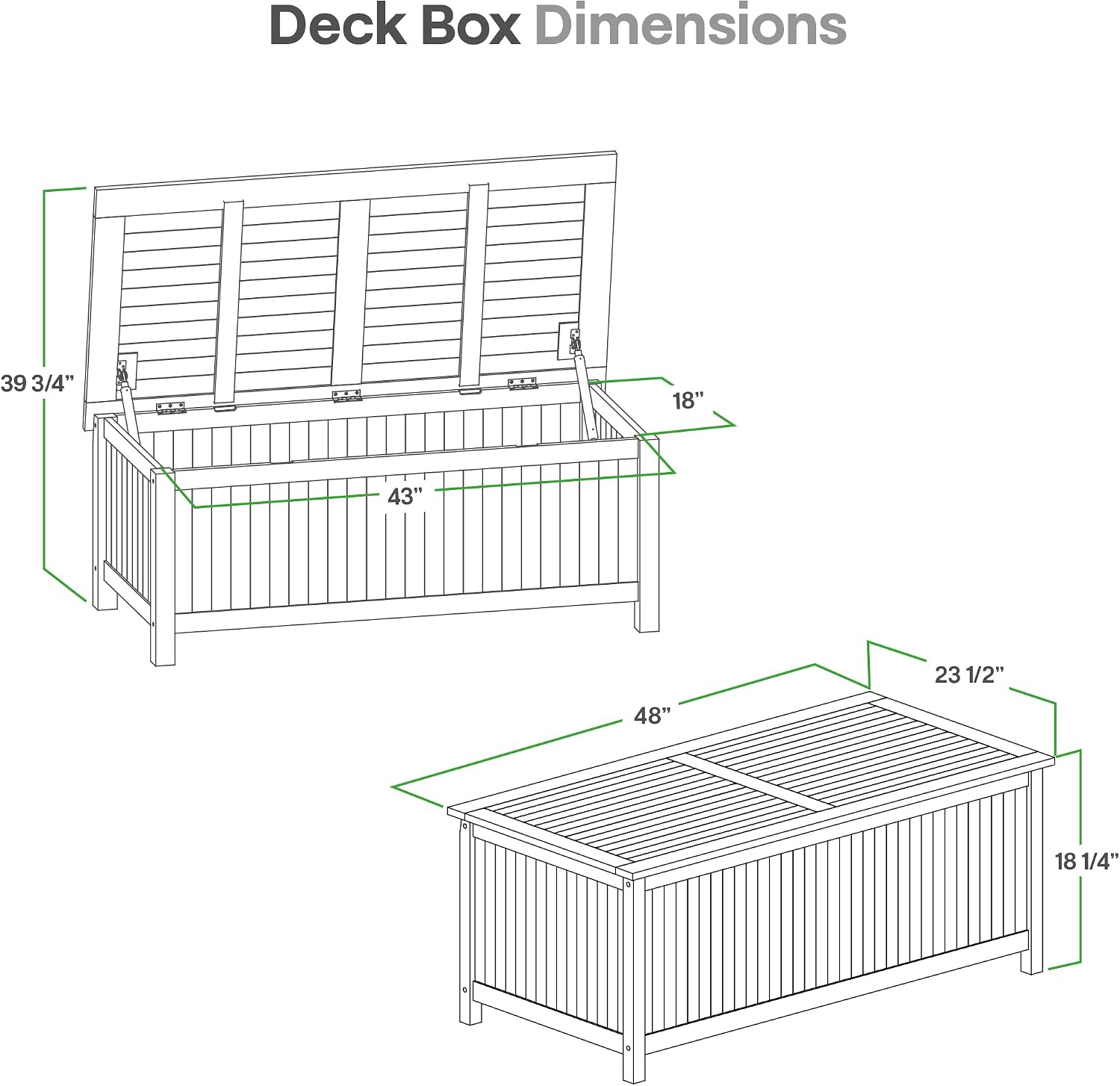 Cambridge Casual Arie 48-Inch Teak Outdoor Deck Box Storage Chest – Weather-Resistant Patio Organizer with Soft-Close Lid for Pool or Garden Storage, 49 Gallons