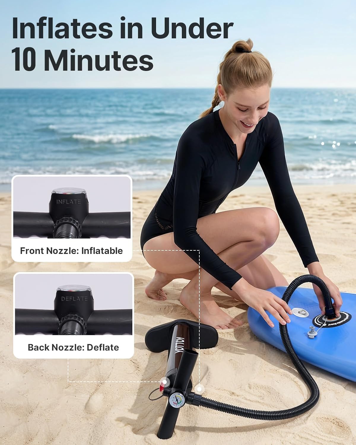 YOTTOY Inflatable Stand Up Paddle Board,Stable Lightweight 10'5' SUP with Non-Slip EVA Deck, Premium Paddleboard Accessories, Three-Fin System & Carry Bag,All-Around Inflatable SUP