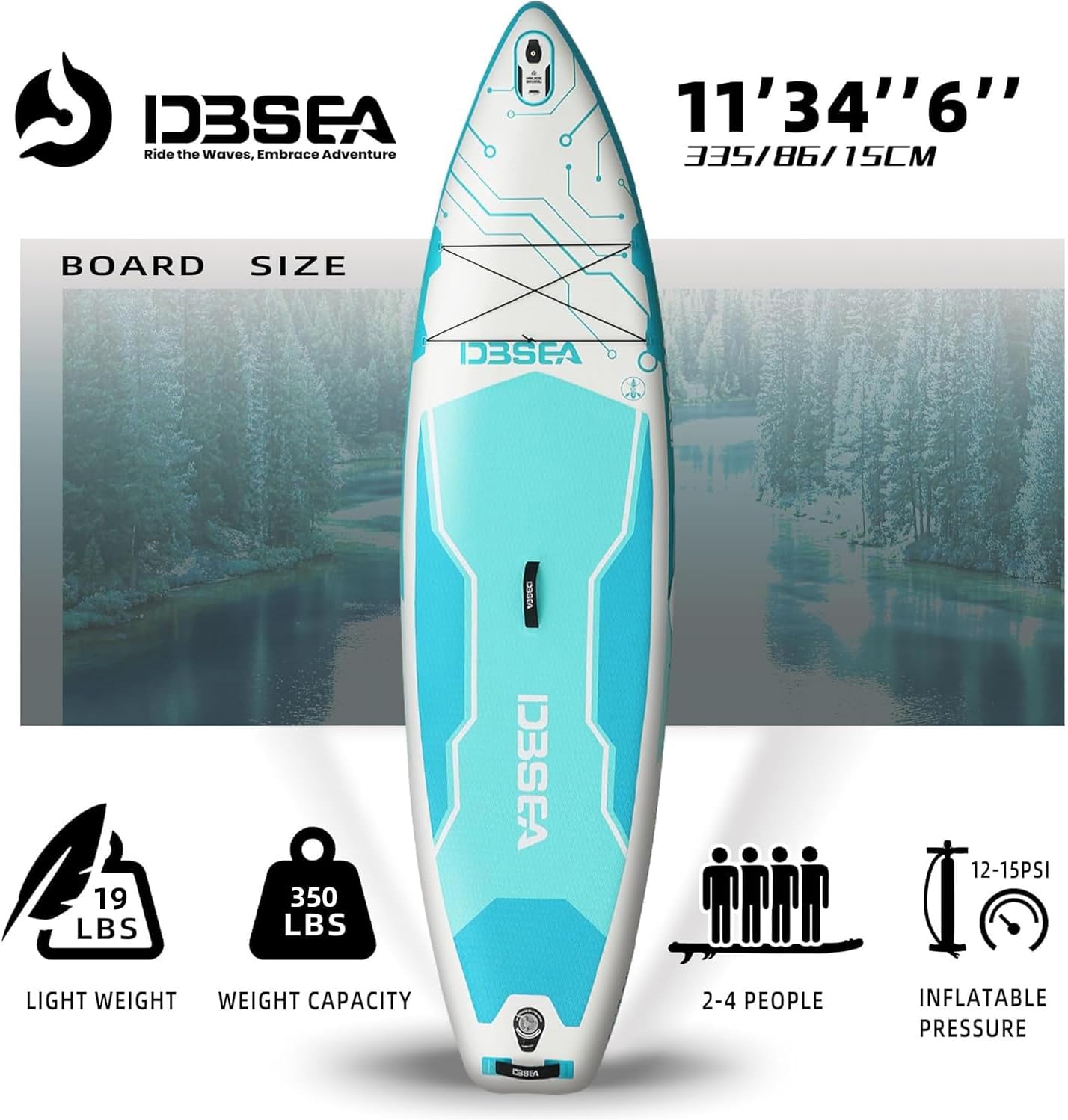 11 ft Inflatable Paddle Board with SUP Accessories, Non Slip EVA Deck, Extra Long Extra Wide iSUP, All Around Stand Up Paddle Board for Adults & Youth