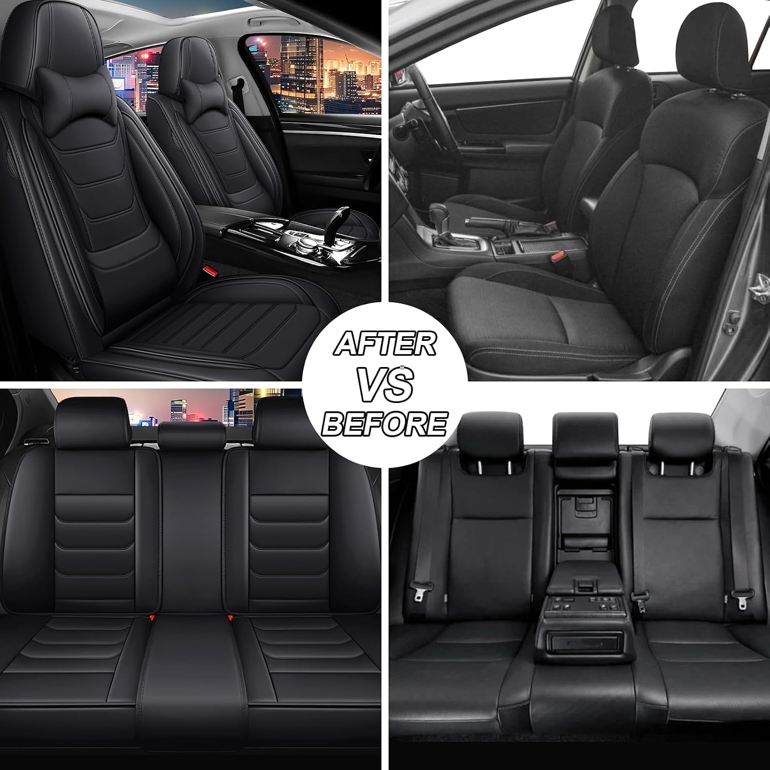 Car Seat Cover Full Set for Toyota Grand Highlander Seat Covers 2024-2025, Nappa Leather Waterproof Seat Covers For Cars, Airbag Compatible, Universal Automotive Seat Covers(Luxury Full Set/Black)