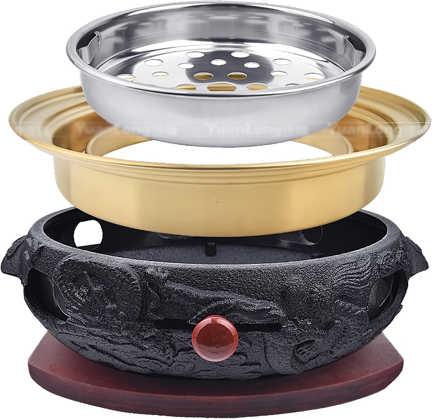 BBQ Barbeque Barbecue Grill, BBQ, Top Korean Smokeless Charcoal Dragon Pattern Cast Iron Grill, Maifan Stone Baking Pan, 18 Styles (Color : P)