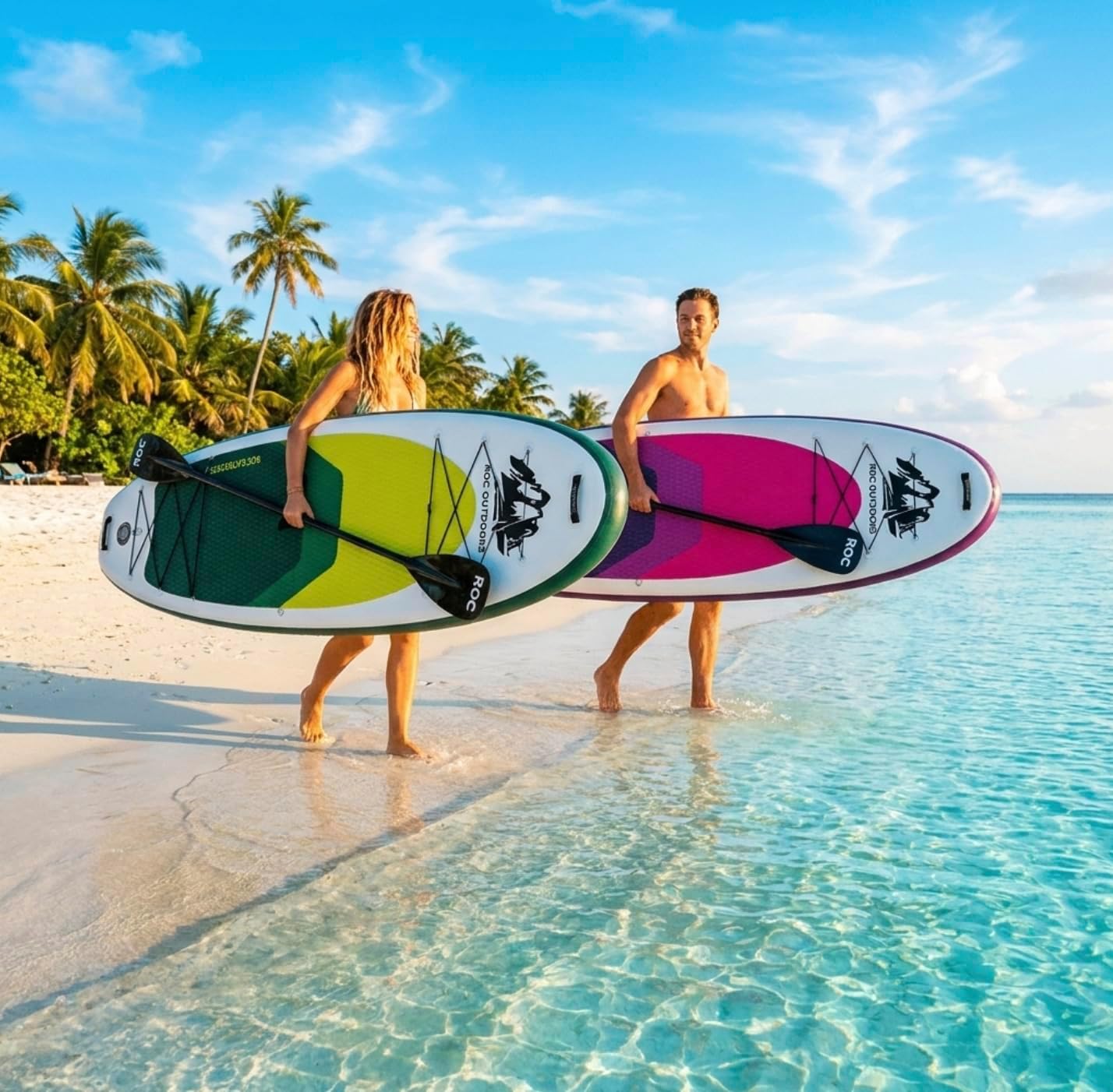 Roc Inflatable Stand Up Paddle Board 10' 6' with Premium SUP Paddle Board Accessories, Wide Stable Design, Non-Slip Comfort Deck for Youth & Adults