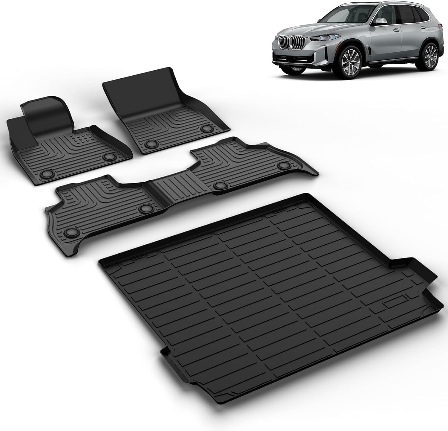 All Weather Car Floor Mats & Cargo Liner Set Fit for X5 2019 2020 2021 2022 2023 2024 2025 2026 Floor Liners Trunk Liner X5 Cargo Mat Accessories Black