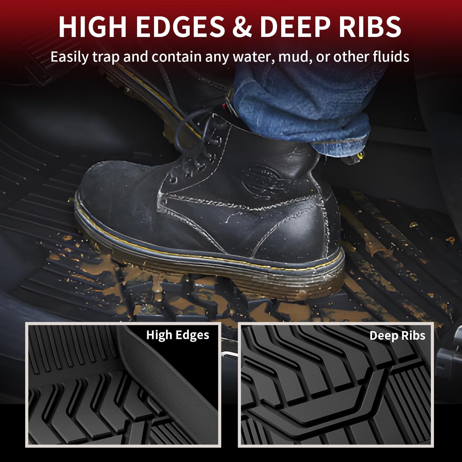 LASFIT Floor Mats for Nissan Rogue 2021-2026 (Not Fit Rogue Sport), Custom Fit All Weather Protection Durable TPE Floor Liners for Nissan Rogue S/SV/SL/Platinum 2021-2026 1st & 2nd Row Car Mats, Black