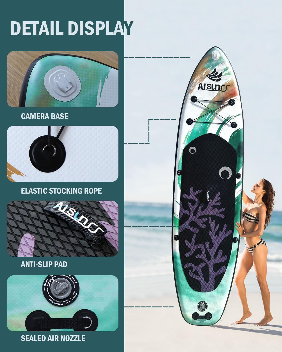 Inflatable Paddle Board for Adult, Paddle Board for All Skill Levels, Wide SUP Board with Primium Accessories Include SUP Carry Bag, Hand Pump, 10L Waterproof Bag