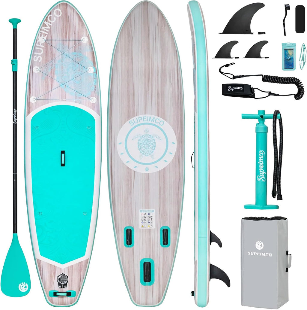 Inflatable Stand Up Paddle Board - Upgraded Glue-Free Hot Melt Technology, Long Service Life, 10'6', Anti-Slip EVA Deck, Full SUP Accessories, Included for Adults Youth All Skill Levels