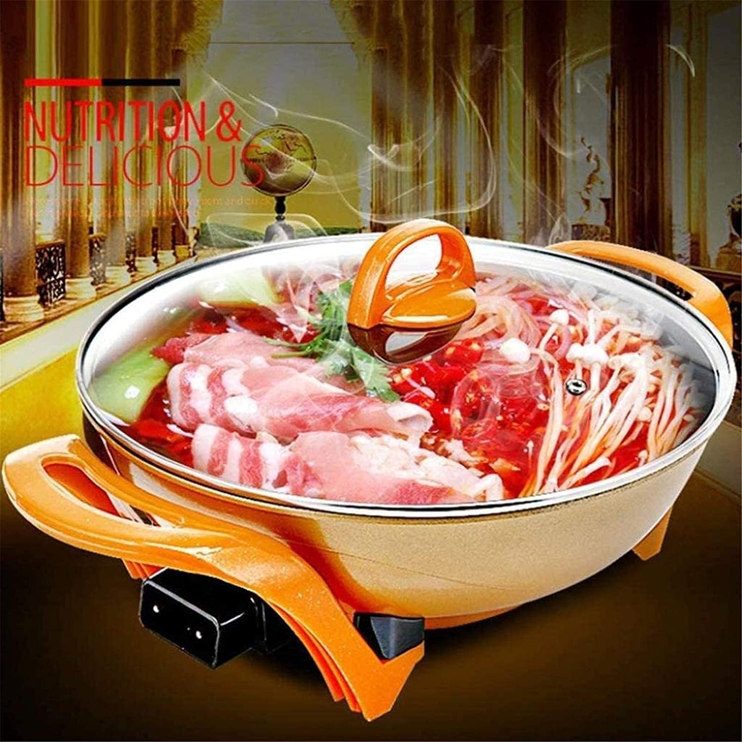 Indoor Korean Barbecue Grill BBQ Grill and Hot Pot,Multi-Function Barbecue Hot Pot Double Pot Electric Grill Home Electric Baking Tray Korean Style Dual Control [Energy Class A] 1350W,Portable N