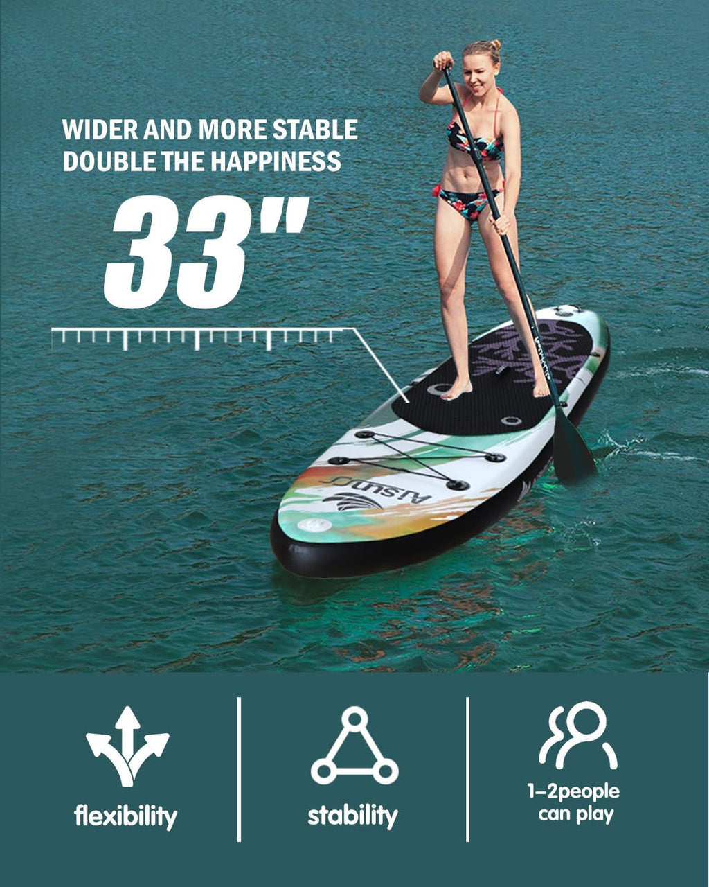 Inflatable Paddle Board for Adult, Paddle Board for All Skill Levels, Wide SUP Board with Primium Accessories Include SUP Carry Bag, Hand Pump, 10L Waterproof Bag