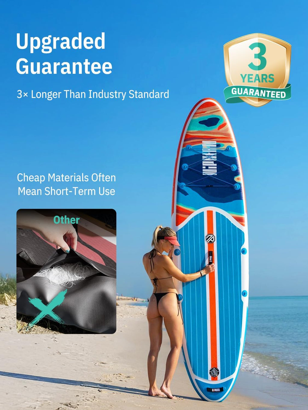 Niphean Inflatable Stand Up Paddle Board with SUP Accessories, Anti-Slip EVA Deck, 10'6'' Inflatable Paddle Boards for Adults & Youth of All Skill Levels