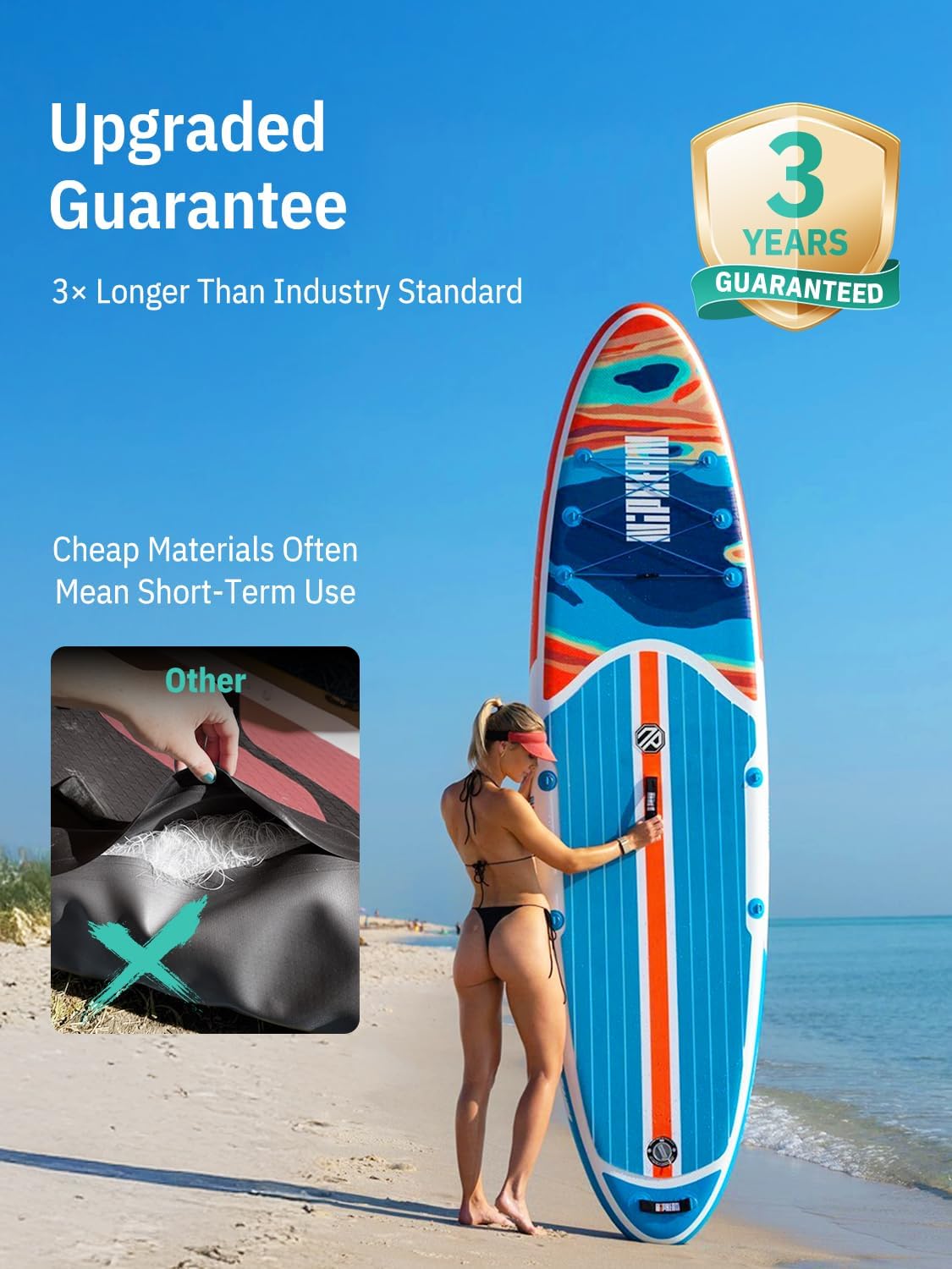 Niphean Inflatable Stand Up Paddle Board with SUP Accessories, Anti-Slip EVA Deck, 10'6'' Inflatable Paddle Boards for Adults & Youth of All Skill Levels