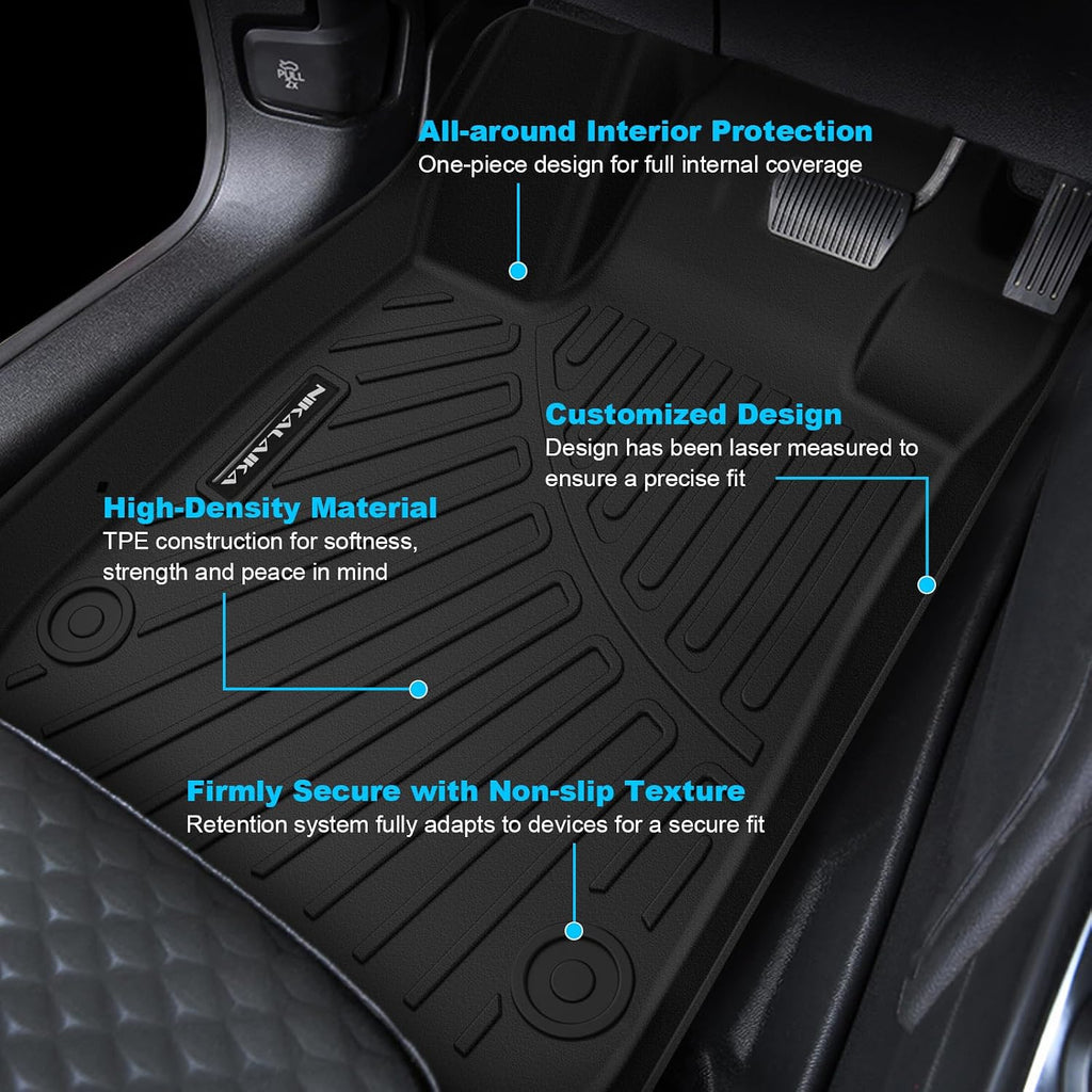 Floor Mats & Cargo Liner for 2018-2024 Ford Expedition 8 Seats with 2nd Row Bench Seat (Only Fit MAX Or L) All Weather Protection TPE Rubber Floor Liners Automotive Accessories, Black