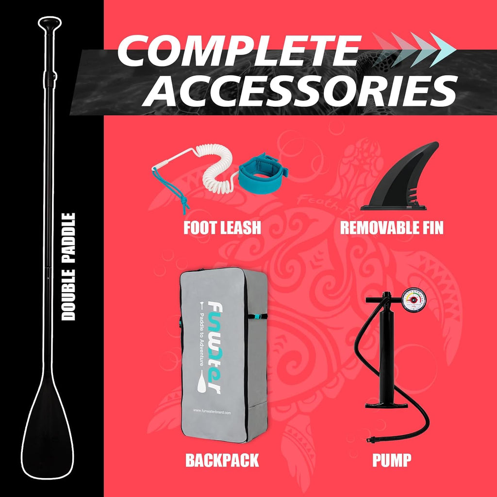 FunWater Inflatable Stand Up Paddle Board with Premium SUP Paddleboard Accessories, Anti-Slip EVA Deck, 11'6''/11'/10'6'' Paddle Boards for Adults & Youth of All Skill Levels