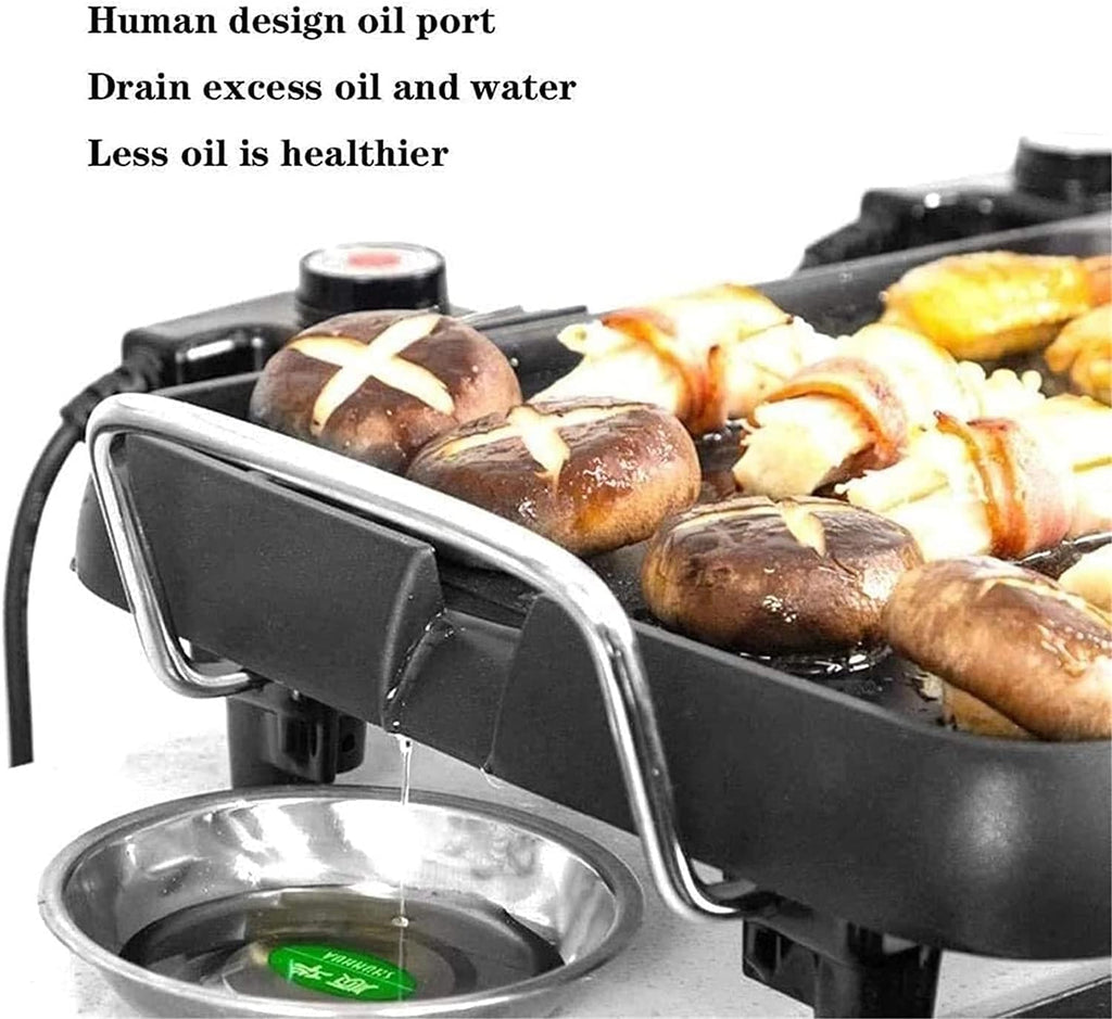 Korean BBQ Grill Portable Electric Grill, Indoor electric bbq grill Electric Grill Indoor Hot Pot 5 Speed Fire Adjustment,Separate Dual Temperature Contral,Korean BBQ Grill Non-Stick Electric Barbecue