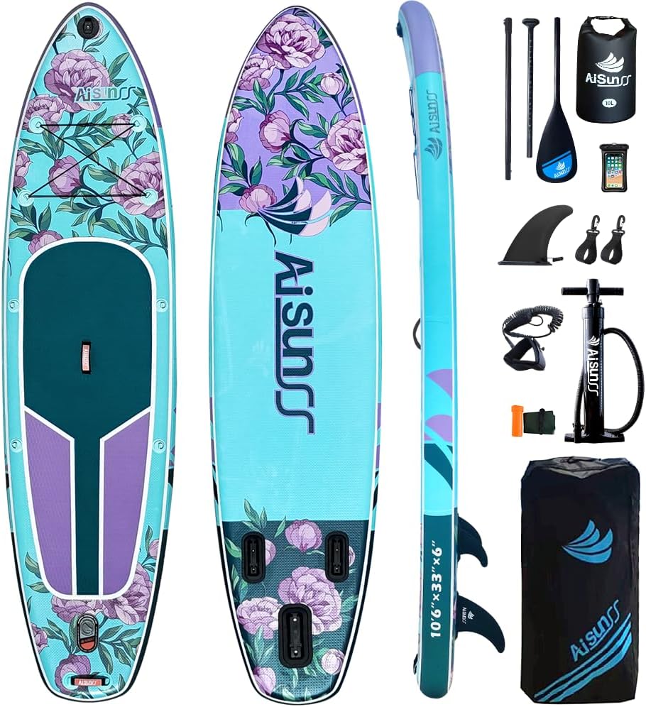 Inflatable Paddle Board for Adult, Paddle Board for All Skill Levels, Wide SUP Board with Primium Accessories Include SUP Carry Bag, Hand Pump, 10L Waterproof Bag