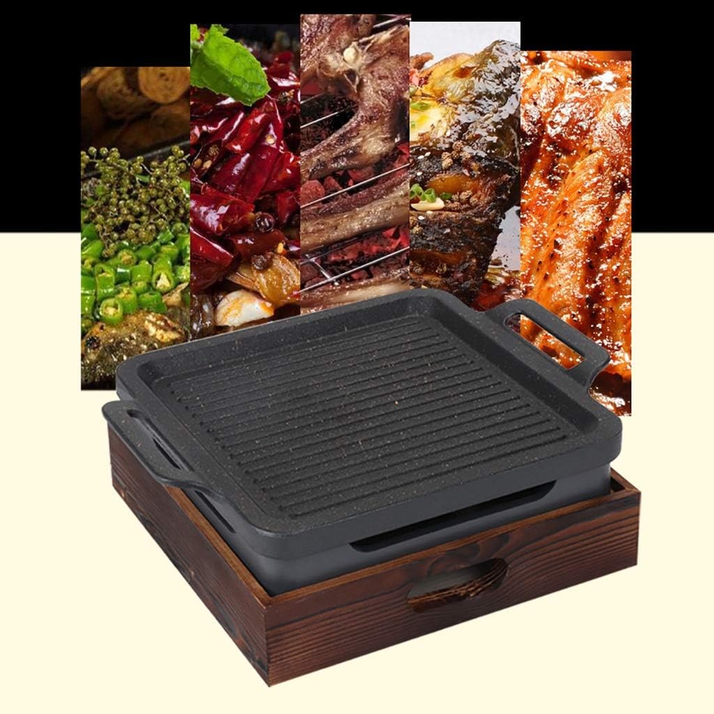 BBQ Barbeque Barbecue Grill,Korean Alcohol Barbecue Grill,Non-Stick Grill Fish Pan,Multifunctional,Indoor and Outdoor,3 Size (Size : 30.5cm30.5cm)