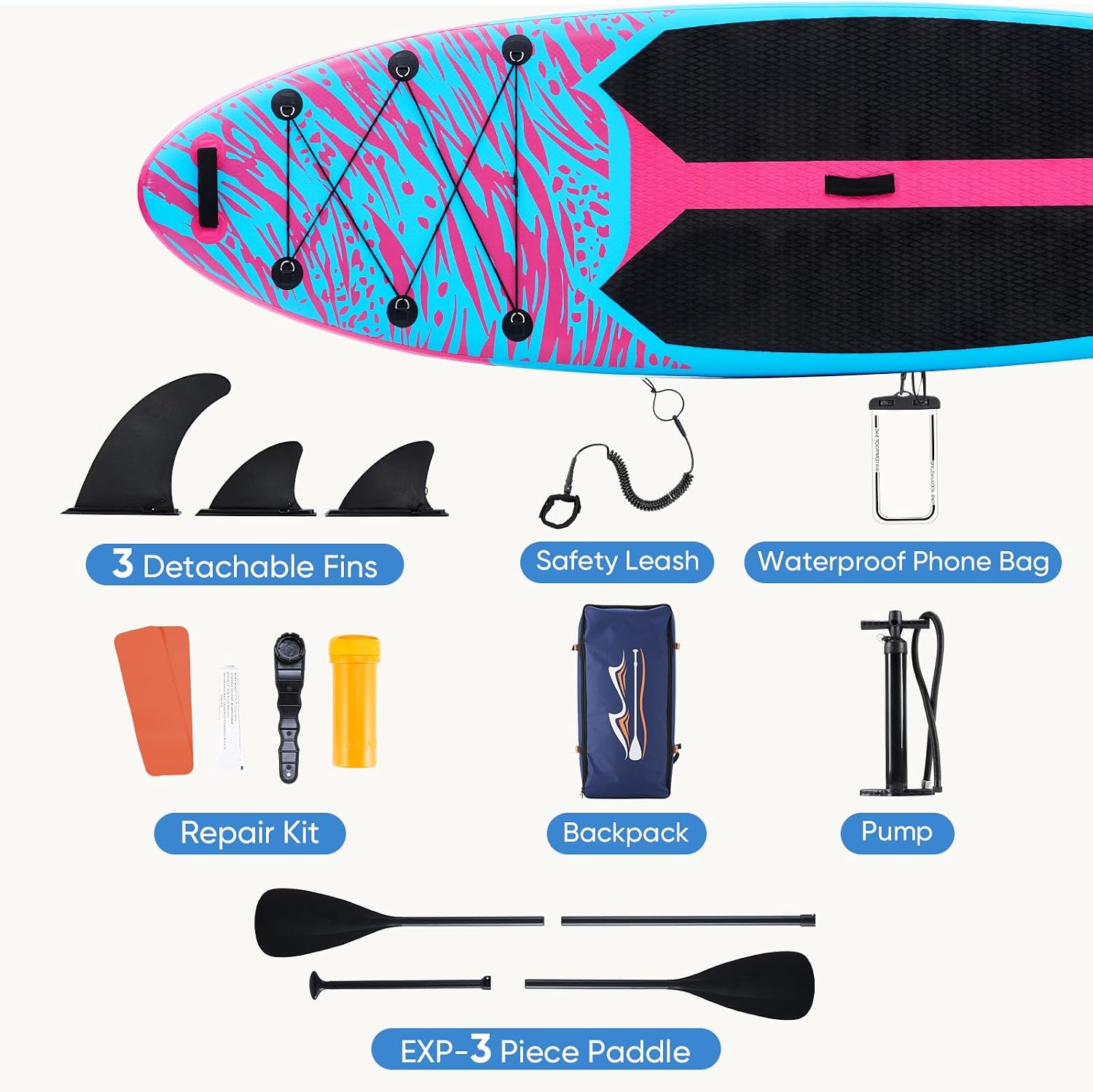 DUMOS Inflatable Stand Up Paddle Board, 10.5'×33'' Paddle Boards with Non-Slip Deck, Durable Advanced Material and Complete SUP Accessories for All Skill Levels