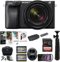 Sony Alpha a6400 Digital Camera with 18-135mm Lens (Black) Bundle, Memory Card, Filter Kit, Battery (2-Pack) and Dual Charger, Gadget Bag, Tripod, Software Suite, Card Reader, and Case (9 Items)