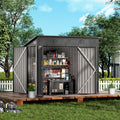 COMHOMA Shed Outdoor Storage Shed Metal,Lockable Doors Tool Sheds with Sloping Roof,Steel Garden Shed with Air Vent for Backyard,Patio,Lawn,Poolside(Grey,8'*4')