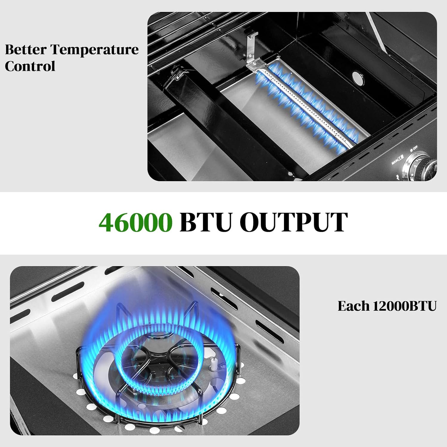 Bonnlo 3 Burner Propane Grills with Side Burner and Porcelain-Enameled Grates, 46000BTU Gas Grill with Side Shelf and Portable Rolling Wheels, Grill for Outdoor Cooking BBQ Patio Backyard