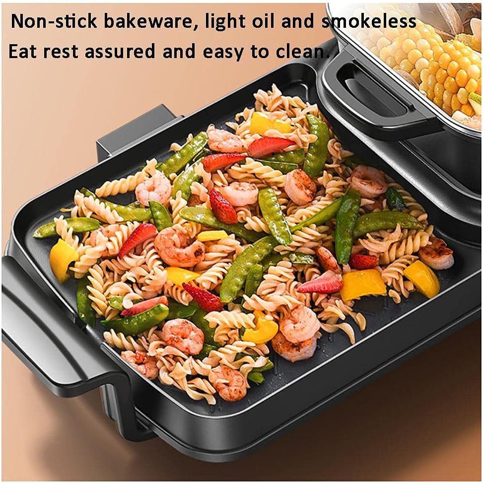 Electric Grill with Hot Pot 2 in 1 Indoor Korean BBQ Grill,2200W Multifunctional Smokeless BBQ Hot Pot Double Pot,Non-Stick Pan,for 5-10 People,for Grilling & Cooking