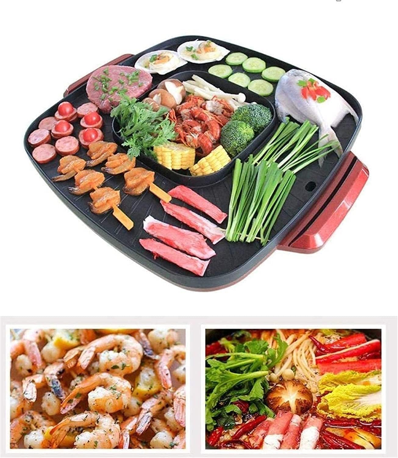 Electric BBQ Grill Indoor 1200W Electric Teppanyaki Top Grill Griddle BBQ Barbecue Camping Party Festival Cook/Frying Pan BBQ Machine