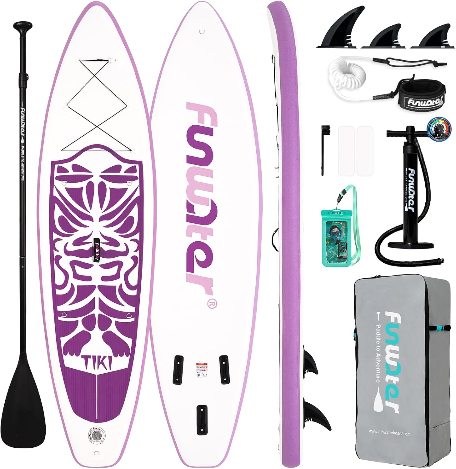 FunWater Inflatable Ultra-Light Stand Up Paddle Board for All Skill Levels with Premium SUP Paddleboard Accessories,Non-Slip Comfort Deck for Youth & Adults