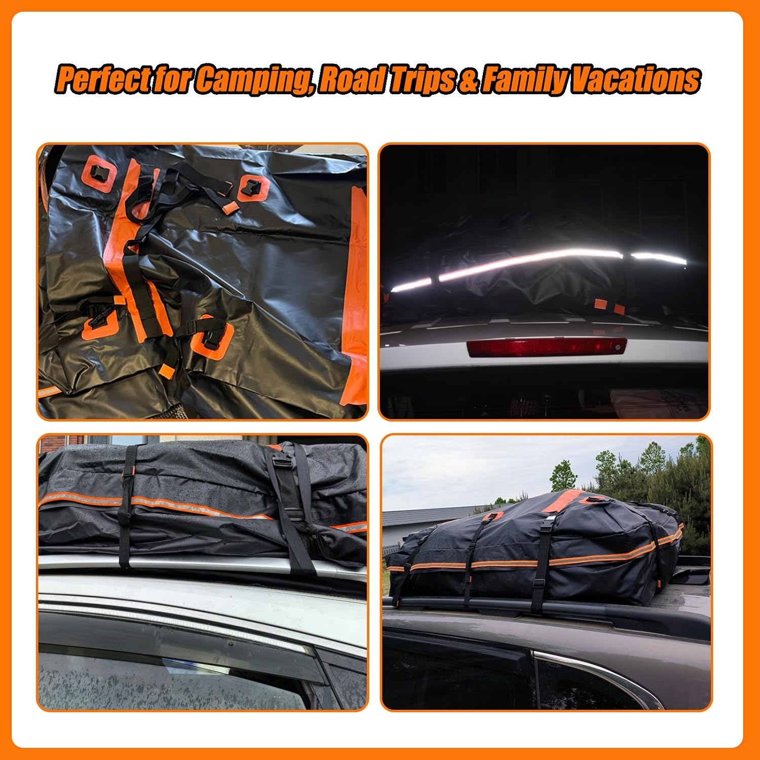 Car Roof Bag Top Cargo Carrier for Volkswagen Atlas SEL (MQB B) 2020-2025, Water-Resistant Strong Fabric Cargo Bag with/Without Rack Foldable for Travel & Camping,425L/109 * 86 * 43cm-Black