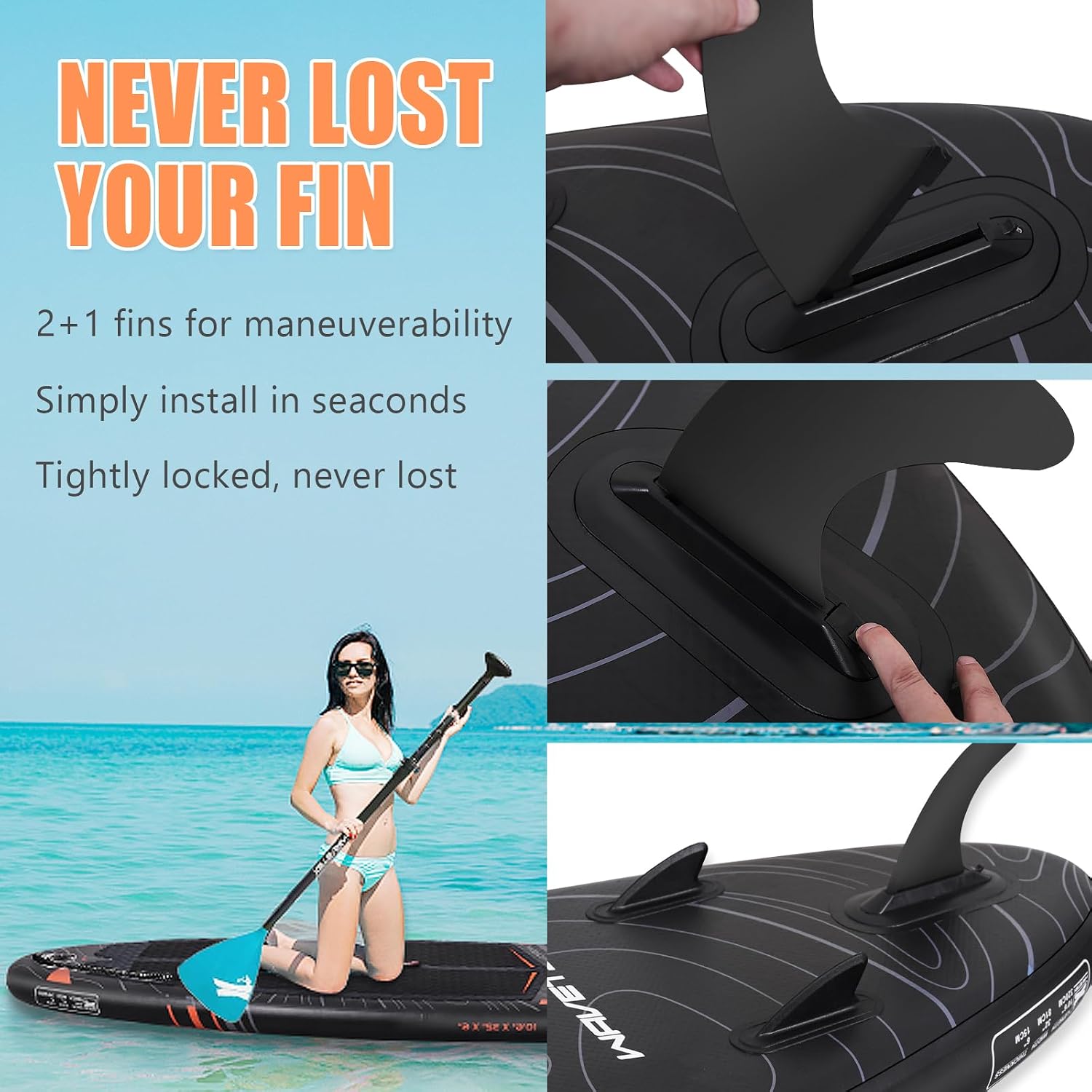Inflatable Paddle Board, Stand Up Paddleboard with SUP Camera Seat, Wide Stance, Blow Up Paddle Board, ISUP Backpack, Pump, 3 Fins, 17.4lbs Ultra-Light Paddle Boards for Adults & Youth