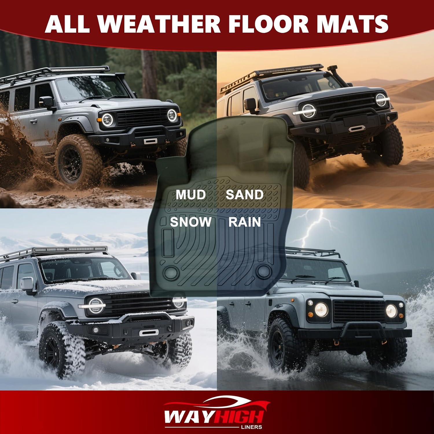 Wayhigh® Floor Mats & Cargo Liner for Hyundai ioniq 9 2026 6-Seats (Slide The Front Center Console Back), All Weather TPE Car Mats Waterproof Heavy Duty, Floor Mats Custom Fit for ioniq 9 Accessories