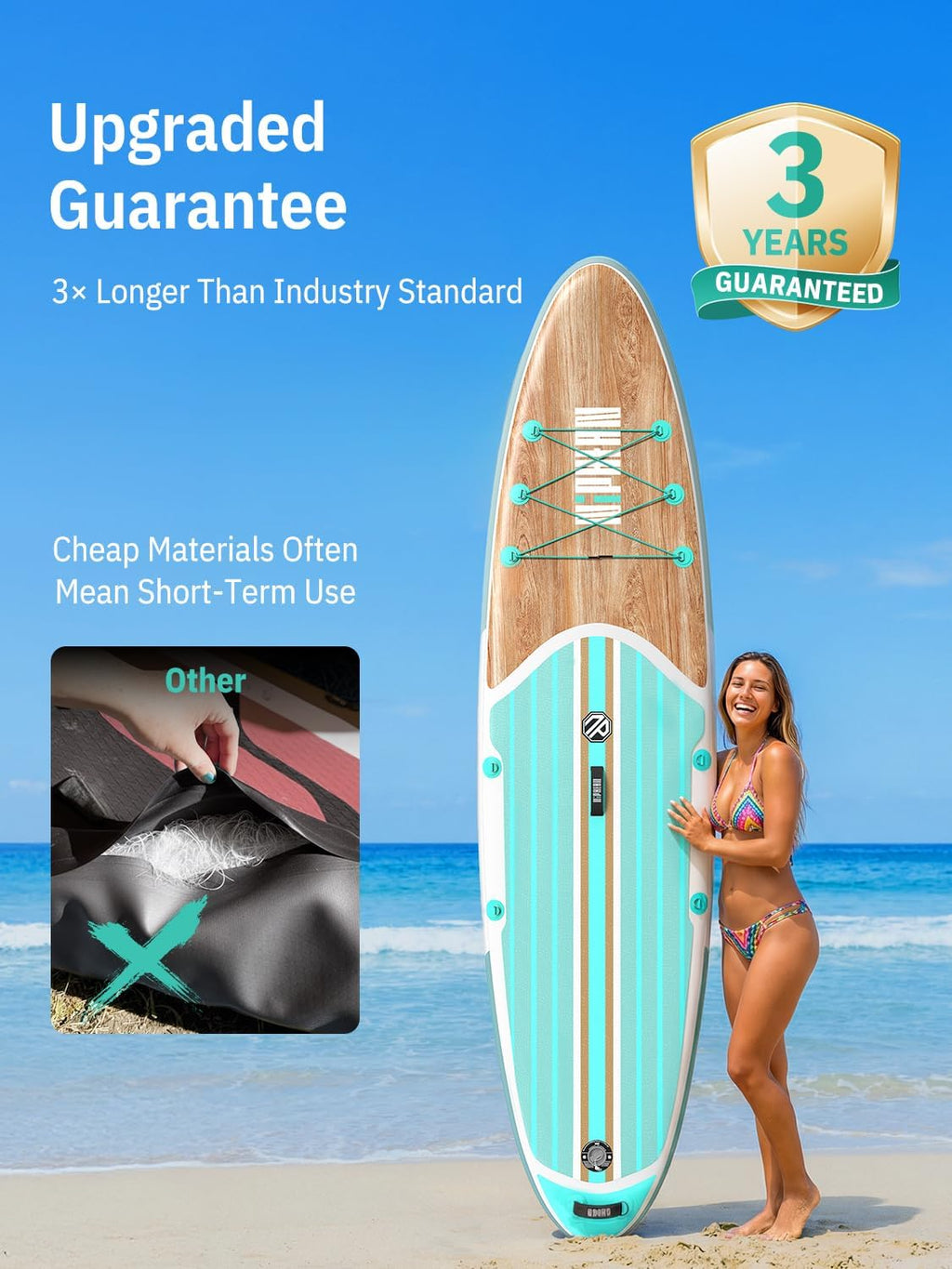 Niphean Inflatable Stand Up Paddle Board with SUP Accessories, Anti-Slip EVA Deck, 10'6'' Inflatable Paddle Boards for Adults & Youth of All Skill Levels