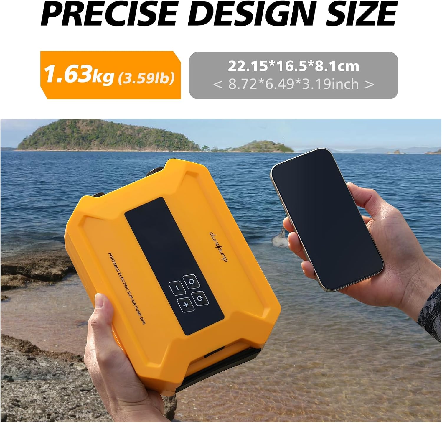 dwndpump Paddle Board Pump Electric Portable, 20PSI High-Pressure SUP Pump, Intelligent Dual-Stage Inflation Deflation Function, Auto-Off, LED Display, Air Pump for Paddleboards, Inflatable Boat Tents