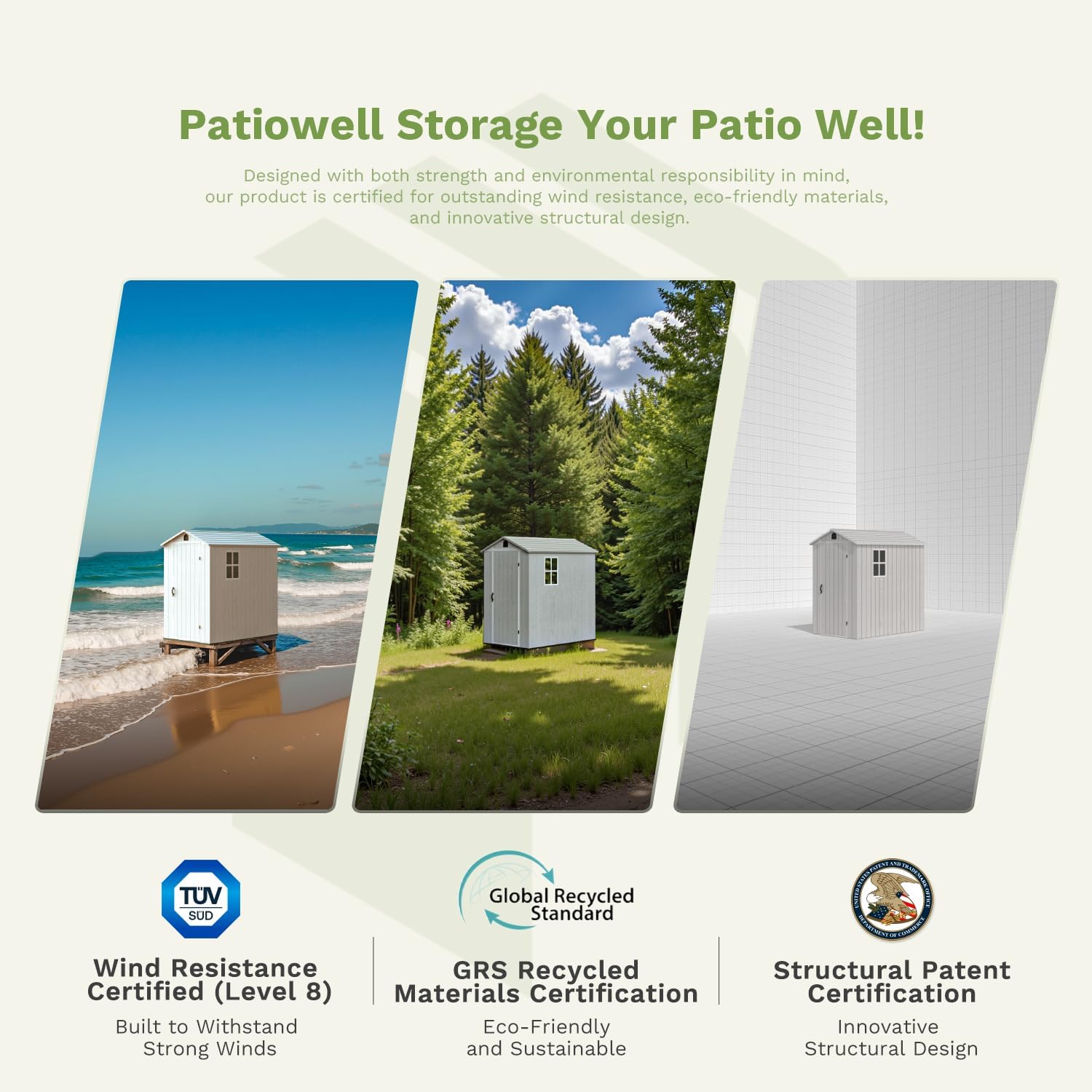 Patiowell 4 x 6 FT Resin Storage Shed with Floor, Outdoor Plastic Garden Shed with Lockable Door & Window, Easy Assembly Tool Shed for Backyard, Light Gray