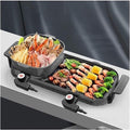 Korean BBQ Grill Home Use Multi-function Electric Grill, 2 In 1 Electric Barbecue Indoor and Outdoor Hot Pot Large Capacity Non-Stick Pan with 5 Temperature Adjustments, fo