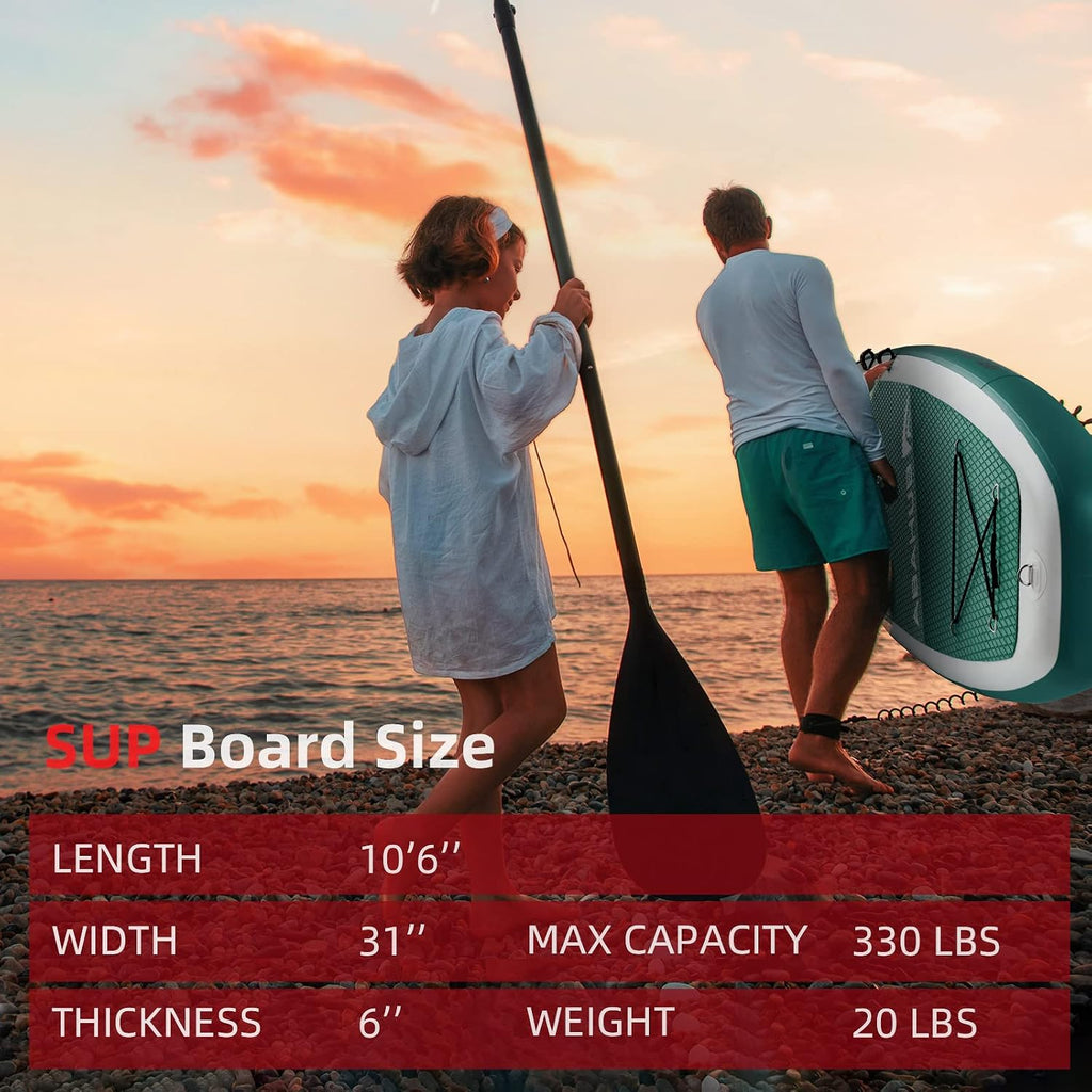 Abahub Inflatable SUP, Wide 10'6' x 31'/34' iSUP, Standup Paddleboard with Adjustable SUP Kayak Paddle, for Yoga, Paddle Board, Kayaking, Surf, Canoe, Fishing