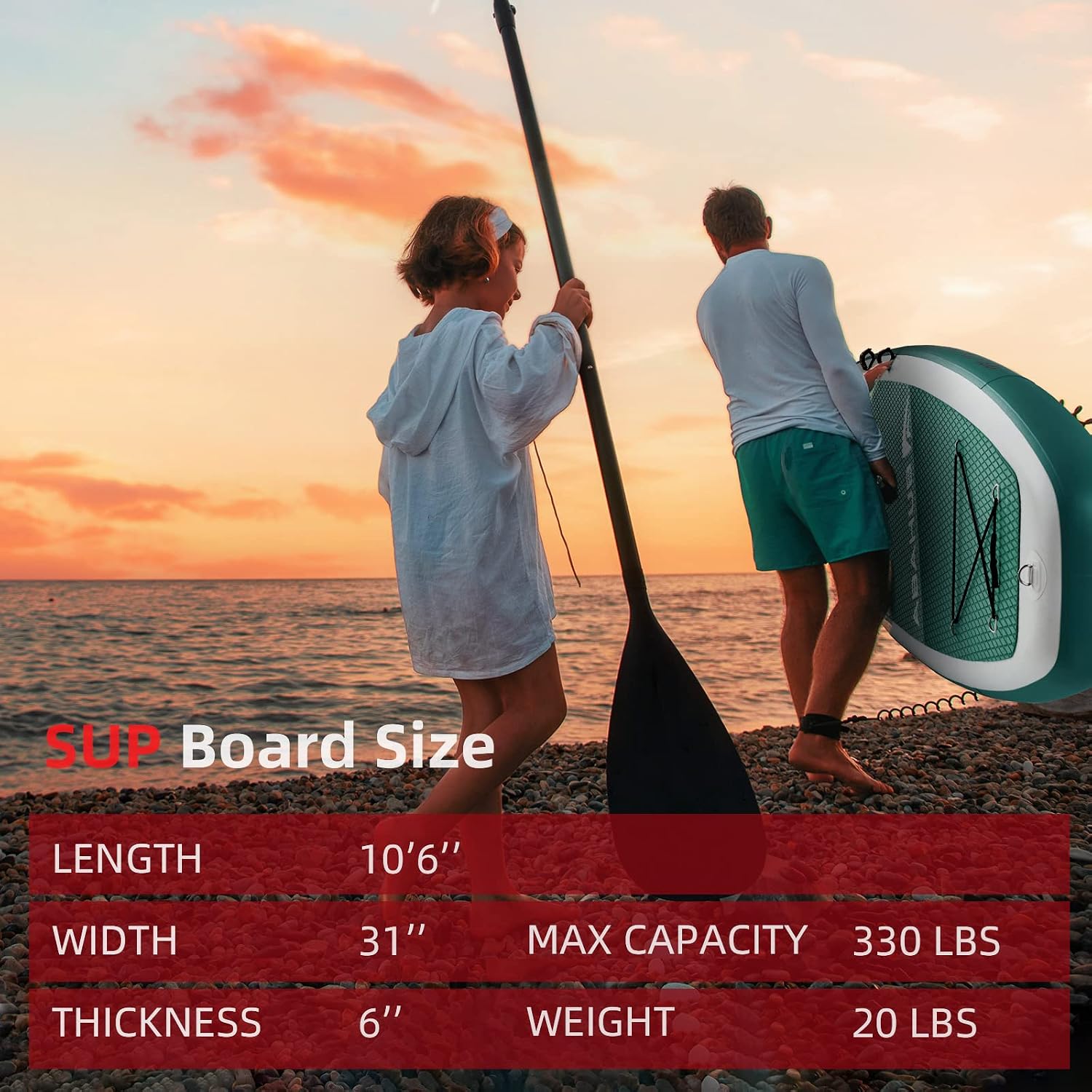 Abahub Inflatable SUP, Wide 10'6' x 31'/34' iSUP, Standup Paddleboard with Adjustable SUP Kayak Paddle, for Yoga, Paddle Board, Kayaking, Surf, Canoe, Fishing