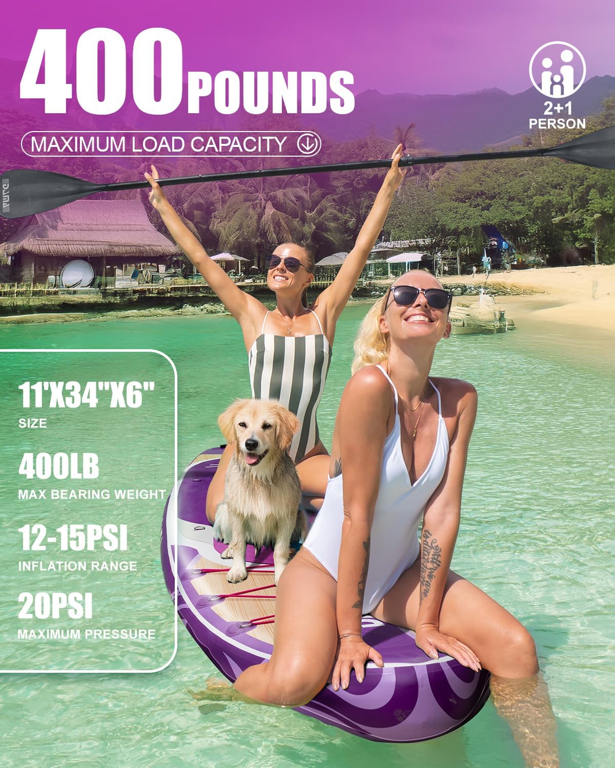 DAMA 11'*34'*6' Stand Up Paddle Board, Inflatable Paddle Board,Inflatable Paddle Boards for Adults w/a Wide, Smooth and Non Slip Deck, Versatile Styles, Suitable for Adults