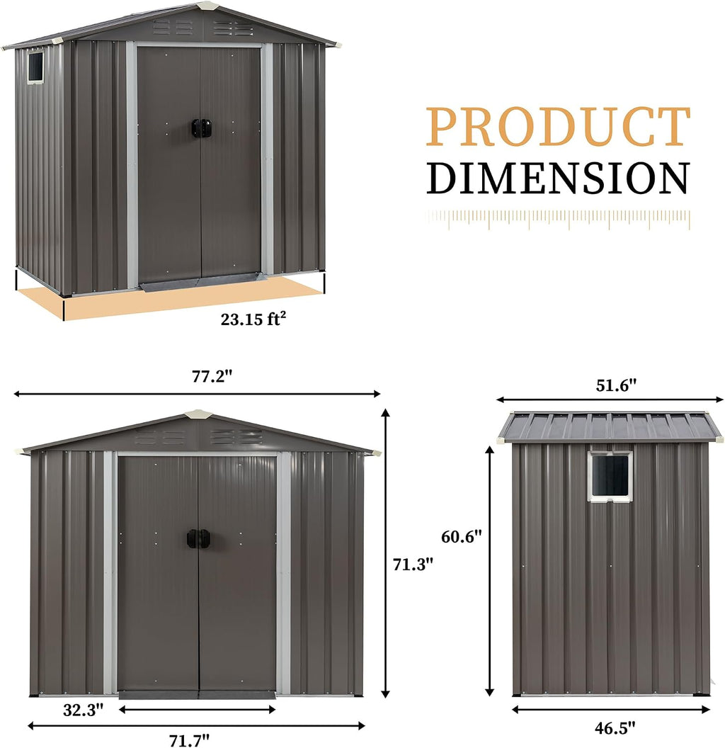 Vongrasig 6x4 FT Outdoor Storage Shed, Metal Graden Shed with Window and Lockable Door, All-Weather Tool Shed for Backyard Garden Patio Lawn, Grey