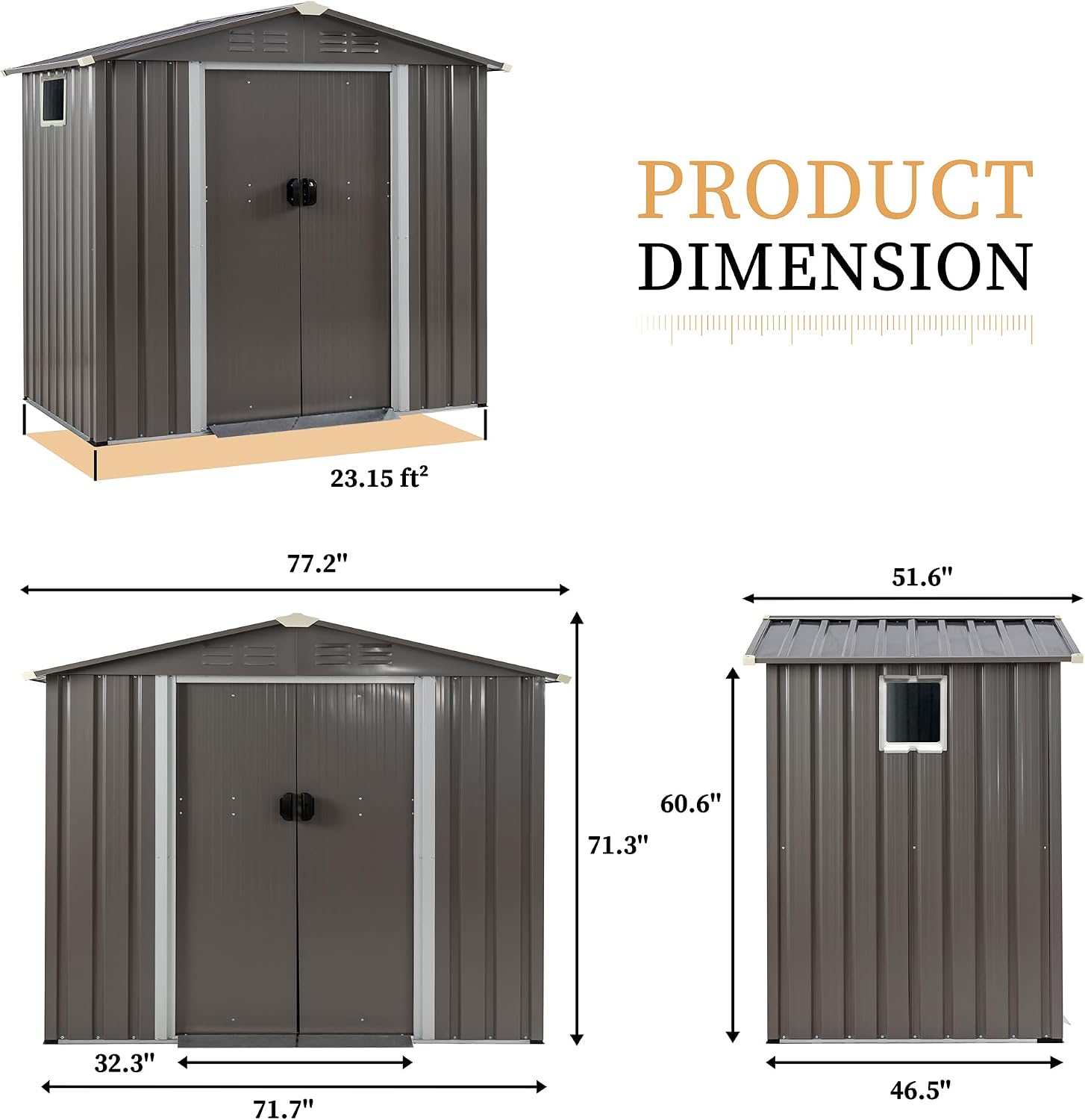 Vongrasig 6x4 FT Outdoor Storage Shed, Metal Graden Shed with Window and Lockable Door, All-Weather Tool Shed for Backyard Garden Patio Lawn, Grey