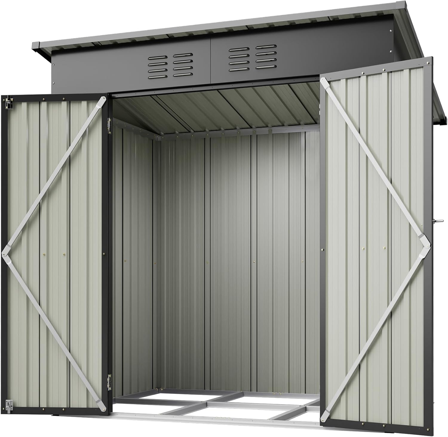 Metal Outdoor Storage Shed 6 x 4 FT Outdoor Shed with Lockable Door,Waterproof Garden Tool Shed for Backyard Patio Lawn,Black