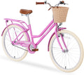 MEGHNA Cruiser Bike 24inch Wheels Girls Women Bike Single Speed Commuter Bike V-Brake and Coast Brake Women Ladys Bicycle, Multicolors