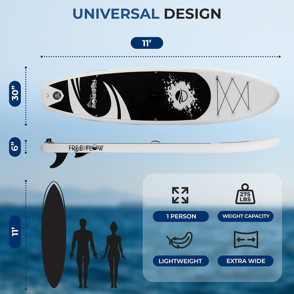 SereneLife Inflatable Stand Up Paddle Board - Wide Stable Design, Non-Slip Deck for Adults & Youth with Premium Paddle Board Accessories: Carry Bag, Dual Action Pump, Paddle, Ankle Leash