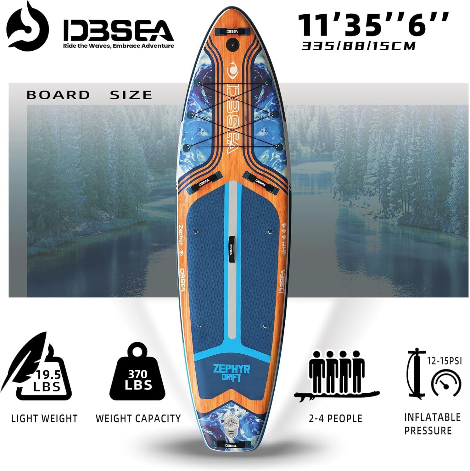 11 ft Inflatable Paddle Board with SUP Accessories, Non Slip EVA Deck, Extra Long Extra Wide iSUP, All Around Stand Up Paddle Board for Adults & Youth