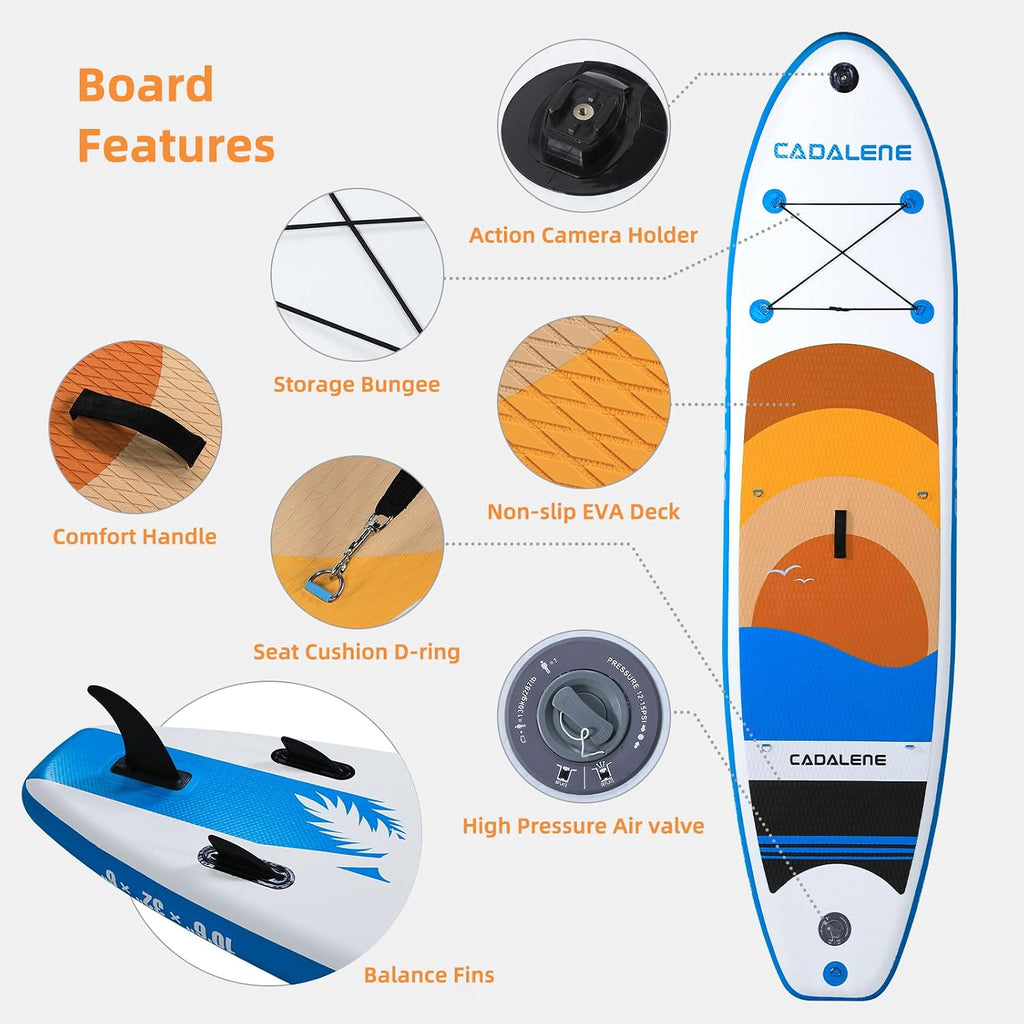 Inflatable Stand Up Paddle Board with SUP Accessories, Anti-Slip EVA Deck, Family-Friendly SUP Boards for Adults & Youth of All Skill Levels, Versatile Yoga Paddle Board
