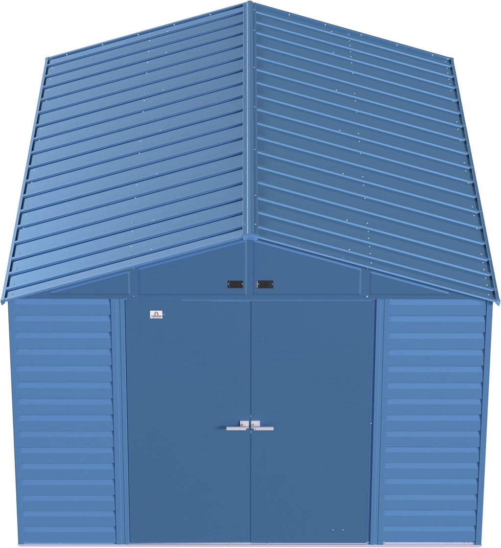 Arrow Shed Select 10' x 14' Outdoor Lockable Steel Storage Shed Building, Blue Grey