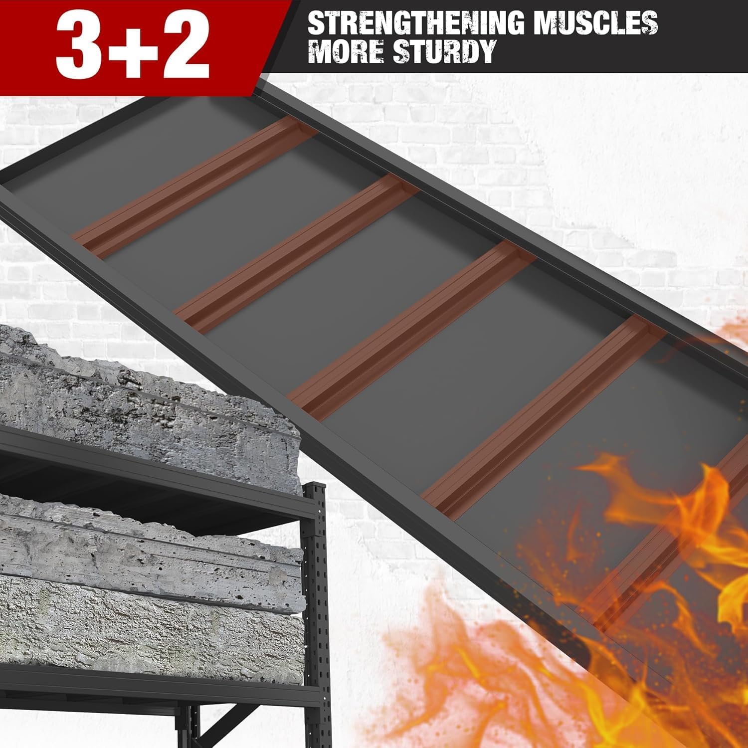 3-Tier Garage Shelving, 63''H*67''W*20''D Metal Storage Shelf,5000 lbs Heavy Duty Unit Shelves, Upgraded Reinforced Double-Layer Columns for Basement Kitchen Pantry Large Warehouse Rack