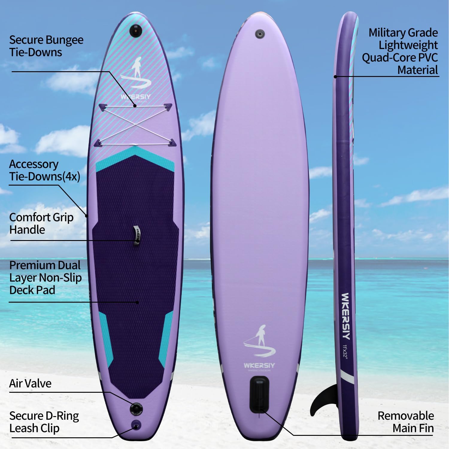 11'32'6 Premium Inflatable Stand Up Paddle Boards with Durable SUP Paddle Board Accessories Wide Stable Design Includes Backpack Required Parts Non-Slip Comfort Deck for Youth & Adults