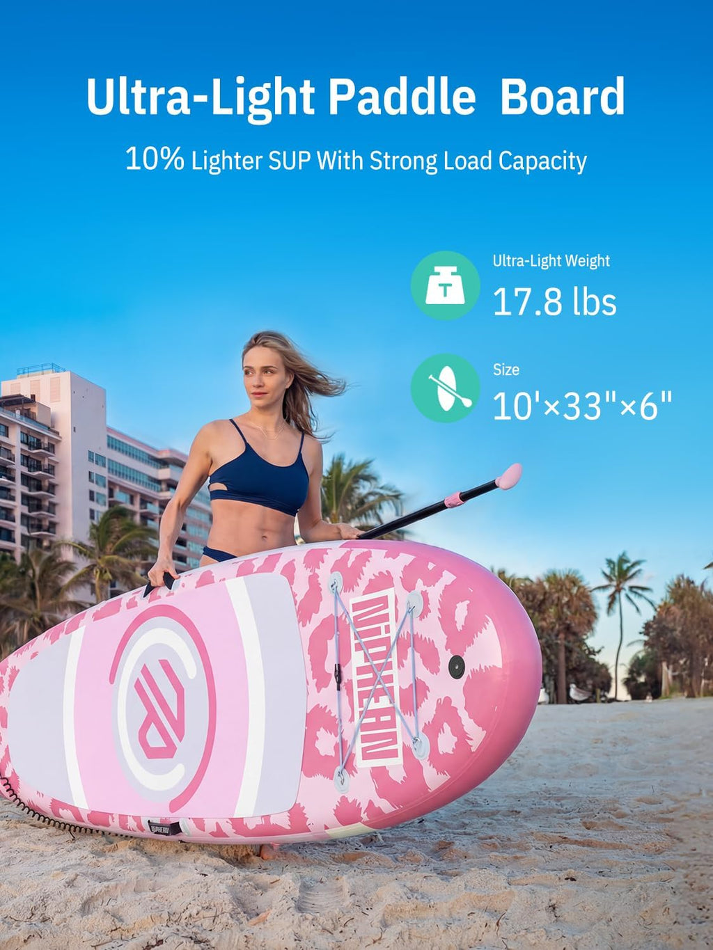 Niphean（Ultra-Light） Inflatable Paddle Board with StabilTrac Fin and Durable SUP Accessories, 10' Stand Up Paddle Boards for Adults & Youth, Versatile Yoga Paddle Board, Gift Ideas