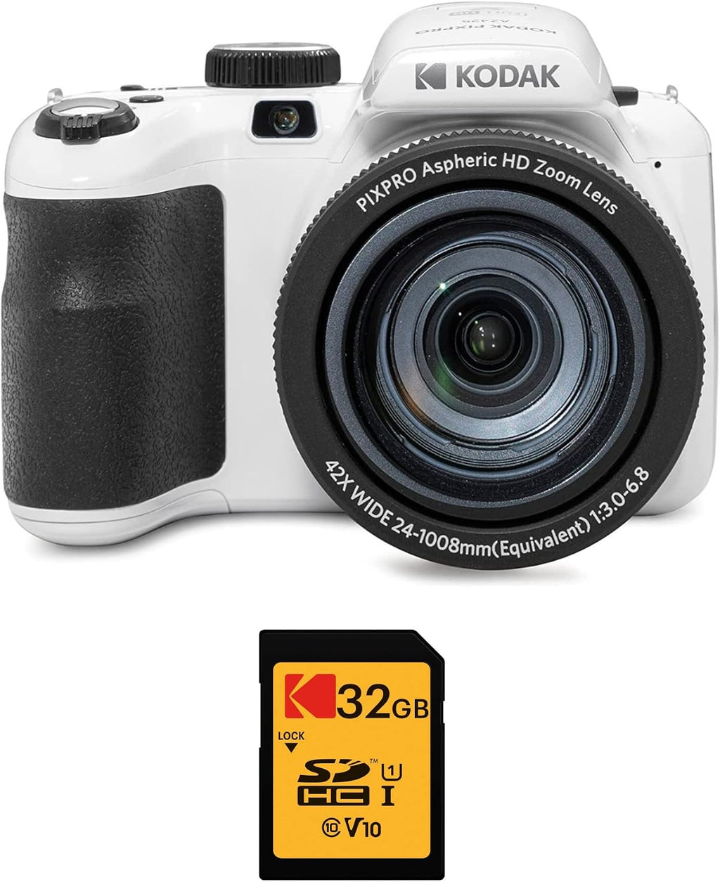Kodak PIXPRO AZ425 Astro Zoom 20MP Digital Camera with 42x Optical Zoom (White) Bundle with Kodak 32GB SD Card (2 Items)